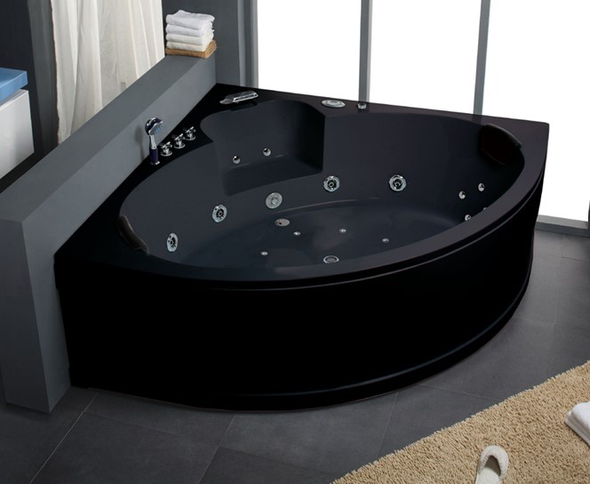 black color corner-jacuzzi-bathtub
